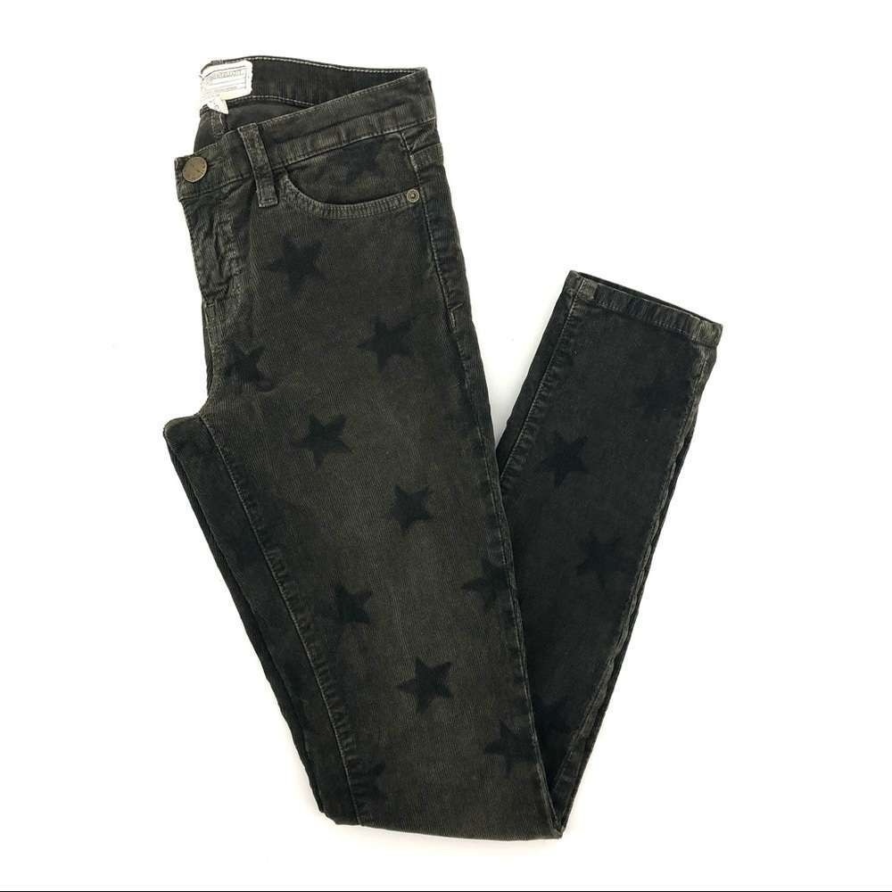 Current/Elliott Moss Green The Ankle Skinny Forge with Stars Jeans sz 32